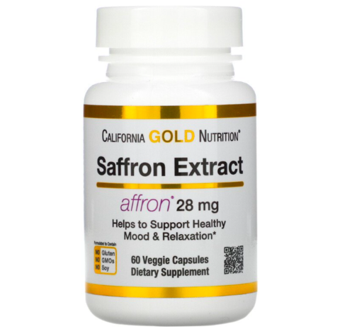 California Gold Nutrition, экстракт шафрана, с экстрактом Affron, 28 мг, 60 растительных капсул