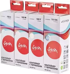 Набор чернил Sakura SIC13T00SBA (103 BK, C, M, Y) для Epson EcoTank L1110, 1210, 1250, 3110, 3111, 3116, 3150, 3151, 3156, 3160, 3210, 3211, 3250, 3251, 3256, 3260, 3266, 5190, 5290, 5296, водорастворимый тип, (черный, голубой, пурпурный, желтый), 4