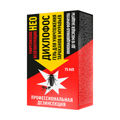 СРЕДСТВО ОТ ТАРАКАНОВ И МУРАВЬЕВ "НЕО" (ДИХЛОФОС) ГЕЛЬ 75МЛ (1/24) "ДИХЛОФОС"