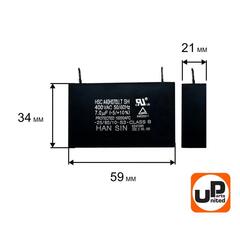 Конденсатор UNITED PARTS CBB61, 7 мкФ, 450В, клеммы (90-0345)