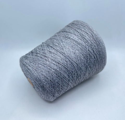 Бобинная пряжа (пр.Италия).art-Merino paillettes 380м/100гр, 96% меринос, 4% Пайетки(3мм)(полиэстер), цвет- Серый меланж + прозрачная пайетка , арт.31526