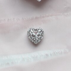 Подвеска Сердце с фианитами 16 мм, родий, П838
