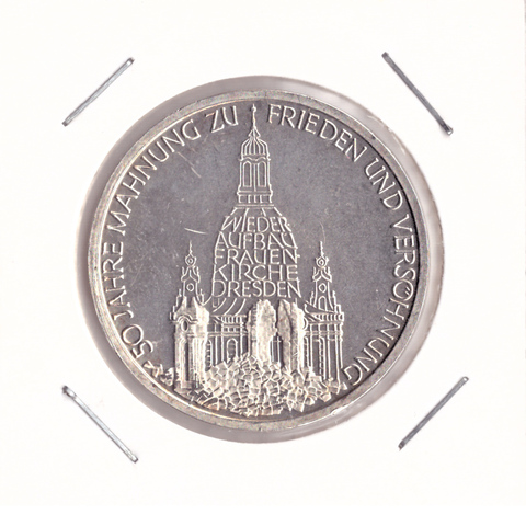 10 марок 1995 год (J) 50 лет со дня бомбардировки Дрездена (Мир и согласие), Германия. AU