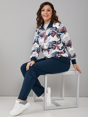 Костюм с брюками КБ-184/белосиний-листья