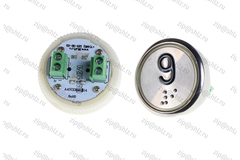 Кнопка (кнопочный модуль) EA2406S-S-W "9 этаж", круглая, статическая белая подсветка, Брайль