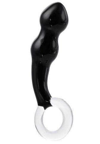 Чёрный анальный стимулятор из стекла с ручкой-кольцом - 17 см. - Sexus Sexus Glass 912238