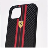 Карбоновый чехол Ferrari Carbon PU для iPhone 12 Pro Max (Черный с красным)