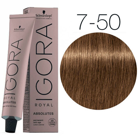 Schwarzkopf Igora Absolutes 7-50 (Средний русый золотистый натуральный) - Стойкая крем-краска для окрашивания зрелых волос