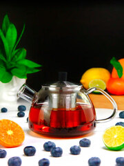 Стеклянный заварочный чайник с металлической колбой 900 мл