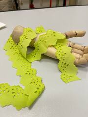 Тесьма - шитьё с вышитым фестоном (100%хлопок, Салатовый, 40)