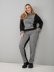 Костюм с брюками КБ-016П/черносерый-надпись