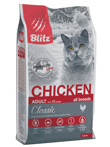 Blitz Classic Chicken Adult для кошек сухой с курицей (400 г)