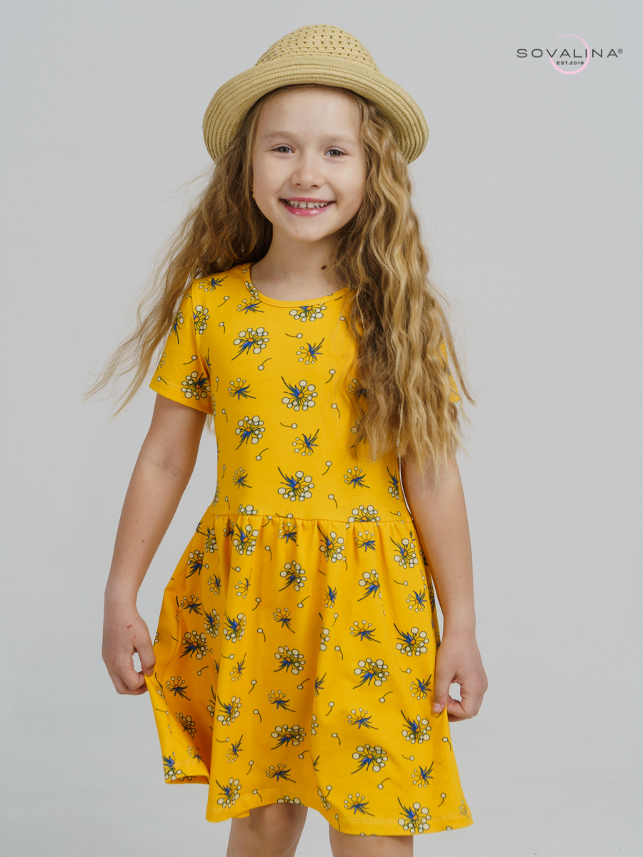 Платье Лето одуванчики на желтом