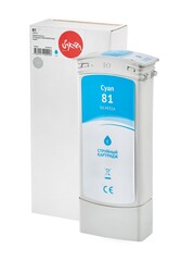 Струйный картридж Sakura C4931A (№81 Cyan) для HP Designjet 5000/5000PS/5500/5500PS, водорастворимый тип чернил, голубой, 750 мл.