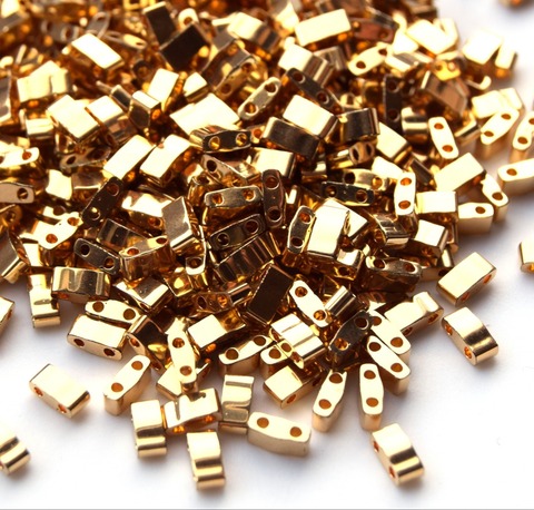 HTL-0191 Бисер Миюки халф тила/Miyuki Half Tila 24kt Gold Plated