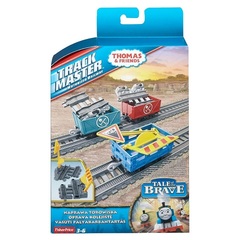 Fisher Price Набор из трех грузовых вагонов из серии Trackmaster, c дорожными знаками (BMK80-1)