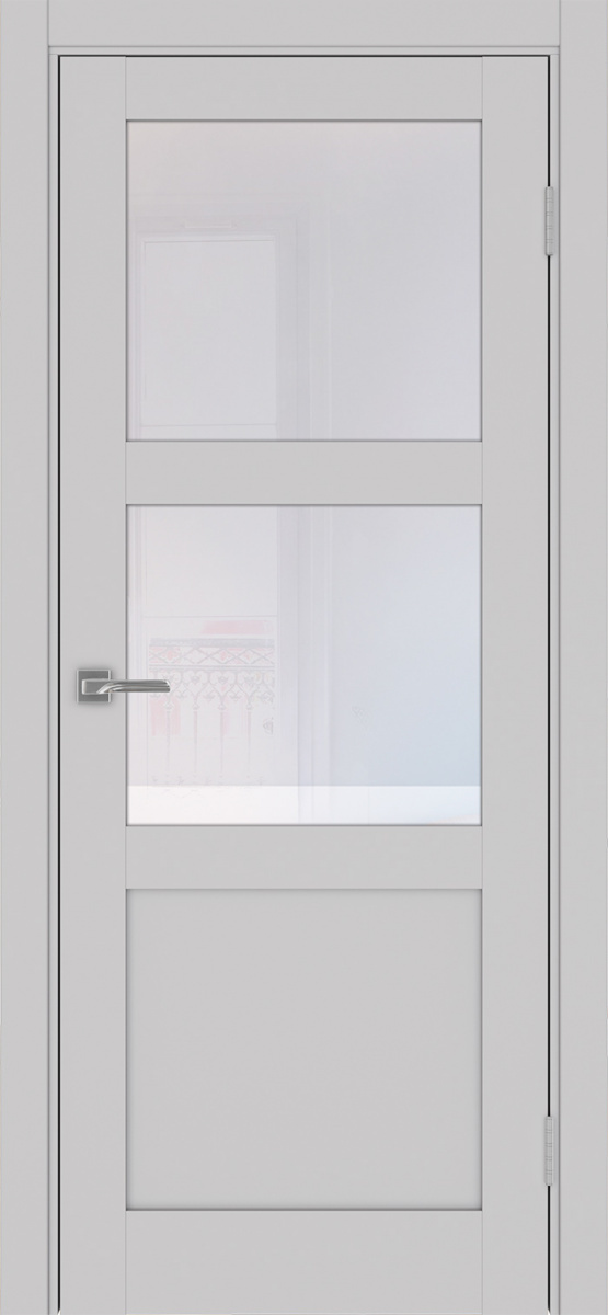 Дверь межкомнатная Оптима Порте Турин 530.221, цвет пепельный, экошпон, стекло прозрачное