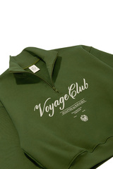 Свитшот на короткой молнии с принтом Тёмно-зелёный