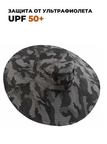 Картинка шляпа Skully Wear extra wide Brim grey camo - 6