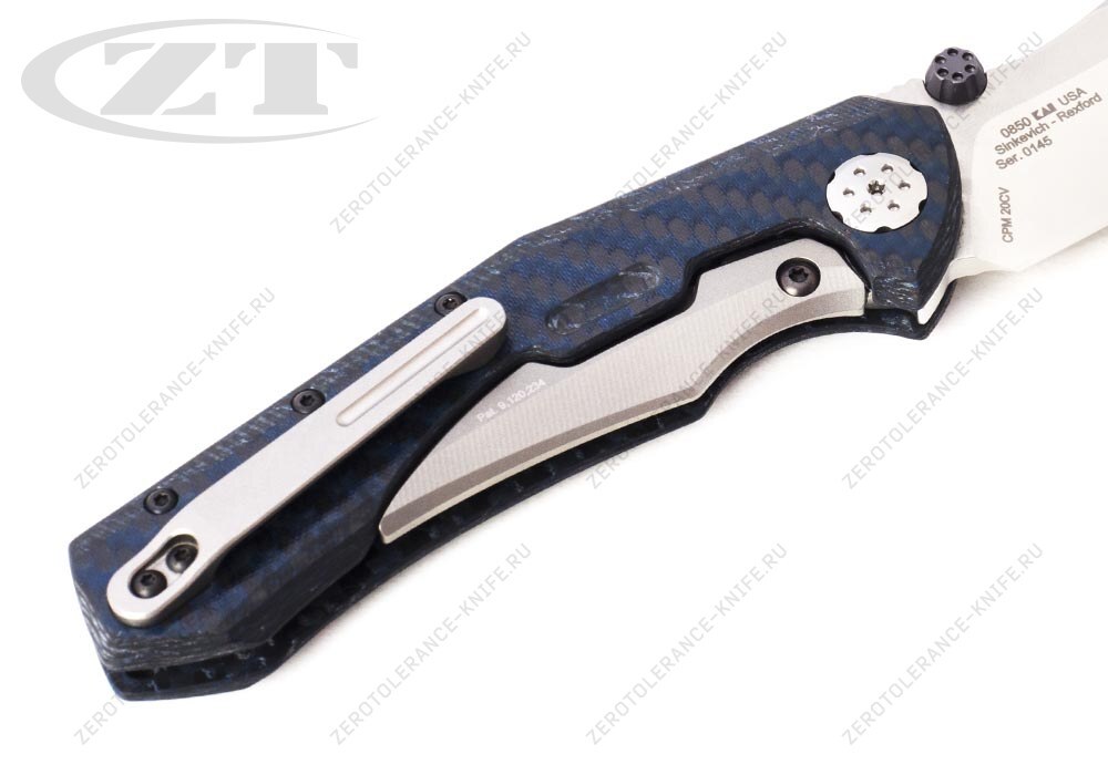 Нож Zero Tolerance 0850 Blue CF Sinkevich Rexford BS - фотография 