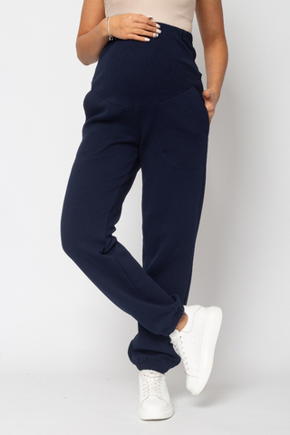 Утепленные брюки для беременных 17234 темно-синий