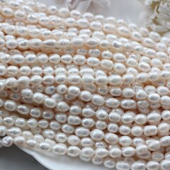 Жемчуг натуральный речной, рис, 7,9-10,1 мм, 1 нить, Ж028