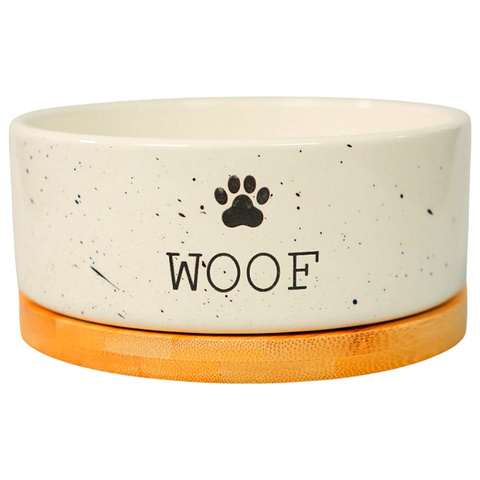 Mr.Kranch Bamboo керамическая миска белая на бамбуковой подставке 860 мл