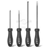 Набор отверток "Home Series Black" Deli HT1004 4шт SL5x100+SL6x150+PH1x100+PH2x150, эксклюзивный дизайн, рукоятка из высококачественного софттач пластика
