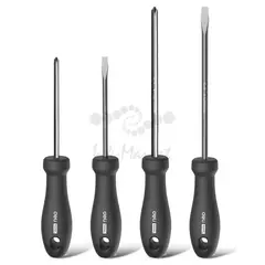 Набор отверток "Home Series Black" Deli HT1004 4шт  SL5x100+SL6x150+PH1x100+PH2x150, эксклюзивный дизайн, рукоятка из высококачественного софттач пластика