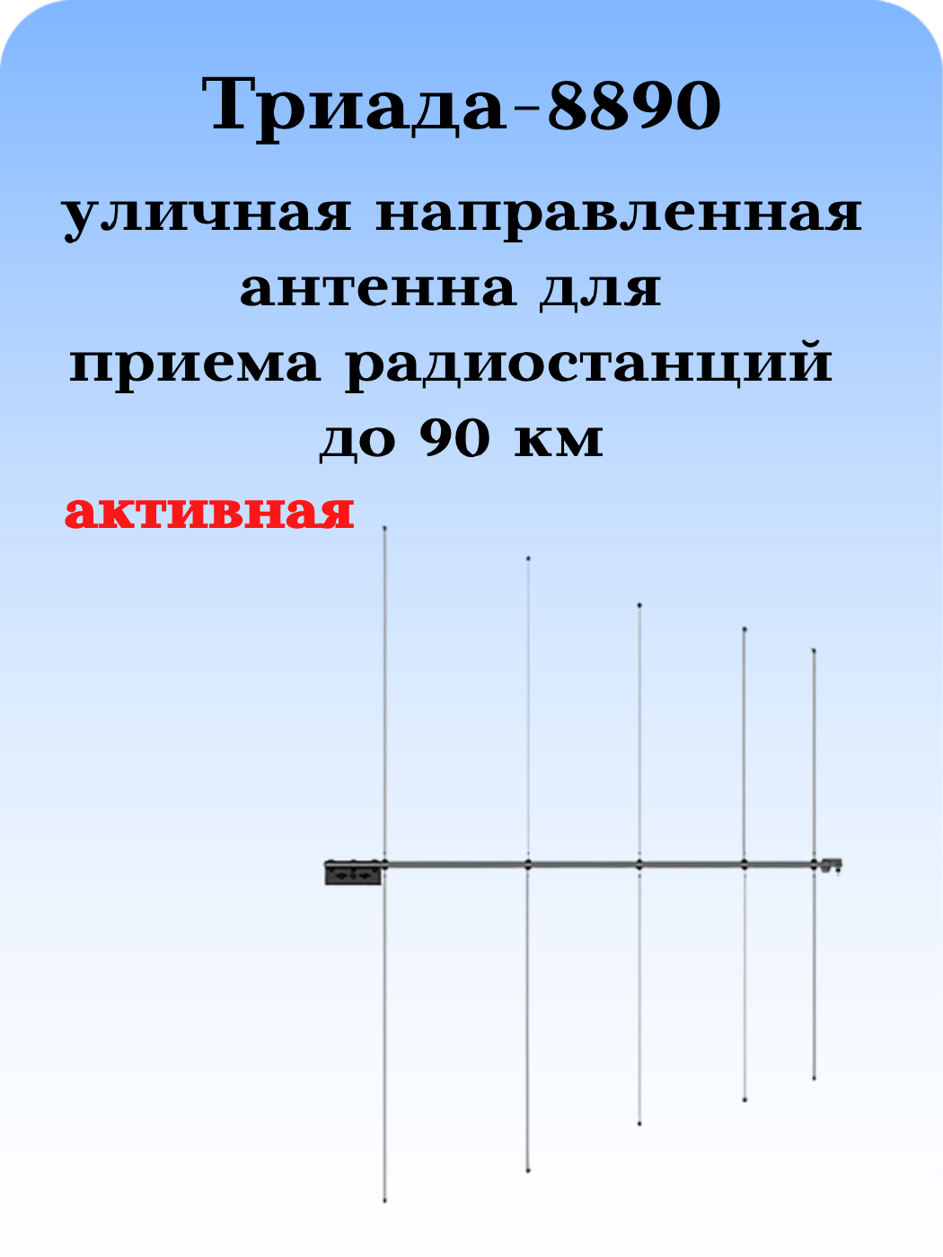 Антенна для приема FM направленная наружная для музыкальных центров на кронштейн / мачту с повышенной дальностью приема ТРИАДА-8890