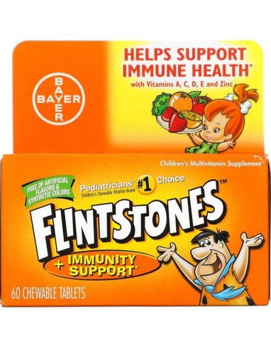 Flintstones, мультивитаминная добавка для детей, поддержка иммунитета, фруктовый вкус, 60 жевательных таблеток