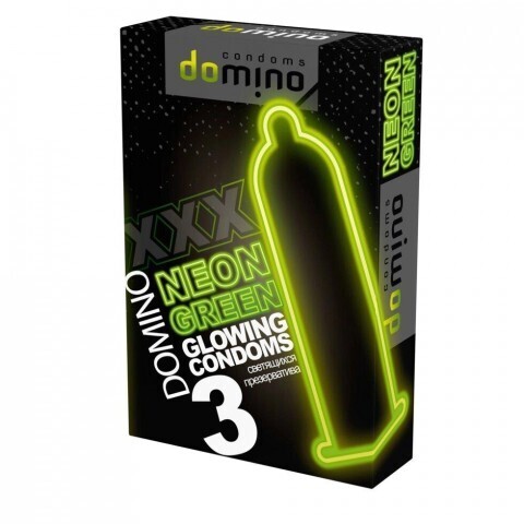 Презервативы DOMINO NEON GREEN светящиеся (3 шт.)