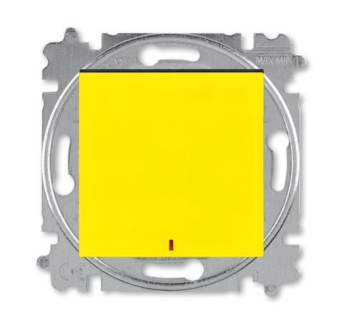Выключатель/переключатель одноклавишный с контрольной подсветкой LED красного цвета на 2 направления(проходной). Цвет Жёлтый / дымчатый чёрный. ABB. Levit(Левит). 2CHH592545A6064