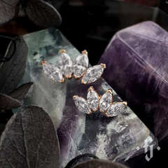 Кластер "Quadruple Marquise" - Розовое золото - White CZ