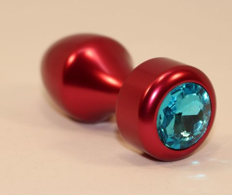 Красная анальная пробка с голубым кристаллом - 7,8 см. - 4sexdreaM 47441-1