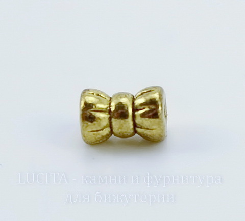 Бусина металлическая "Конфетка" 6х4 мм (цвет - античное золото), 20 штук