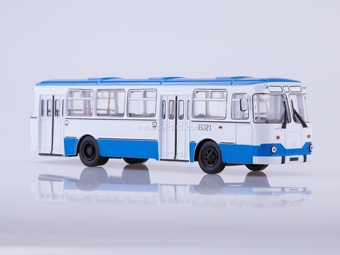 LIAZ-677M Urban white-blue Soviet Bus (SOVA) 1:43