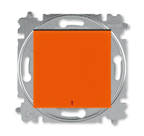 Выключатель/переключатель одноклавишный с контрольной подсветкой LED красного цвета на 2 направления(проходной). Цвет Оранжевый / дымчатый чёрный. ABB. Levit(Левит). 2CHH592545A6066