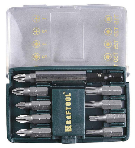 KRAFTOOL Compact-10, с магнитным адаптером, 10 шт, набор бит (26130-H10)