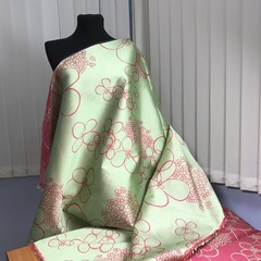 Ткань жаккард розово-зеленый 3012