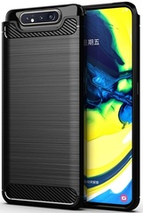 Чехол для Samsung Galaxy A80 (Galaxy A90) цвет Black (черный), серия Carbon от Caseport