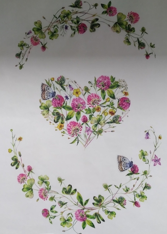 Декупажная карта А4 bouquet clover 3