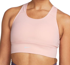 Бюстгальтер спортивный Nike Dri-Fit Swoosh Long Line Bra W - atmosphere/atmosphere/atmosphere/white