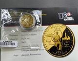 K15880 США 25 центов 2003 Иллинойс Штат США Авраам Линкольн Двор D Квотер Позолота 24 к.