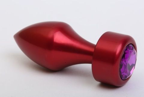 Красная анальная пробка с фиолетовым кристаллом - 7,8 см. - 4sexdreaM 47441-5