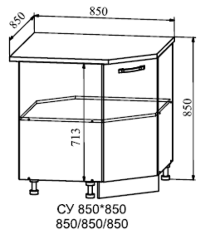 Кухня Капри шкаф нижний угловой 850*850