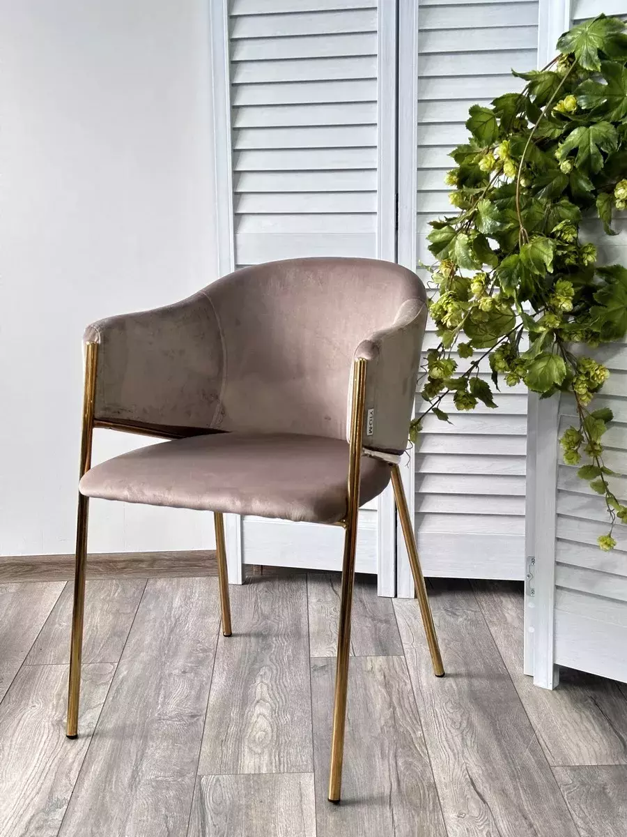 Стул DILL BLUVEL-40 BEIGE, велюр/ золотой каркас М-City