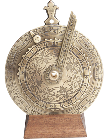 Ночные часы Hemisferium Nocturnal/Tide computer диам 9,5 см х 0,7см высота с базой 12 см, бронза