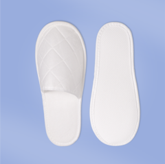 Тапки стеганный спанбонд, закрытый мыс (100 пар), с картоном и подошвой эвапора 3.5 мм, белые