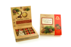 Кедровый трюфель в натуральном шоколаде с Клюквой и чаем / коробка / 80 гр / ТМ Территория Тайги